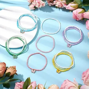 3Pcs Glass Seed Beaded Stretch Bracelets for Women