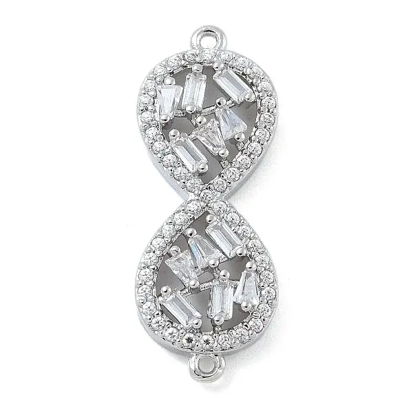 Rack Plating Brass Clear Cubic Zirconia Infinity Connector Charms