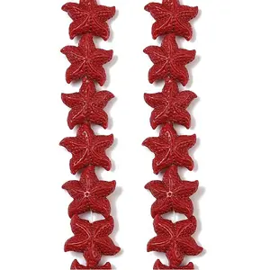 Synthetic Coral Dyed Carved Beads Strands