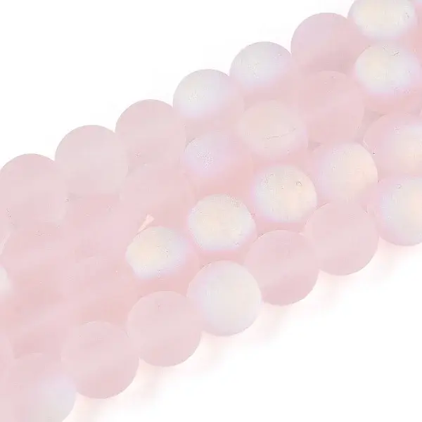 Frosted Transparent Glass Beads Strands