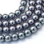 Baking Paint Pearlized Glass Pearl Round Bead Strands