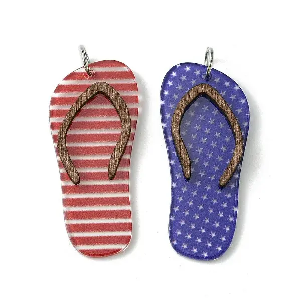 Flip Flop Transparent Acrylic with Poplar Wood Pendants