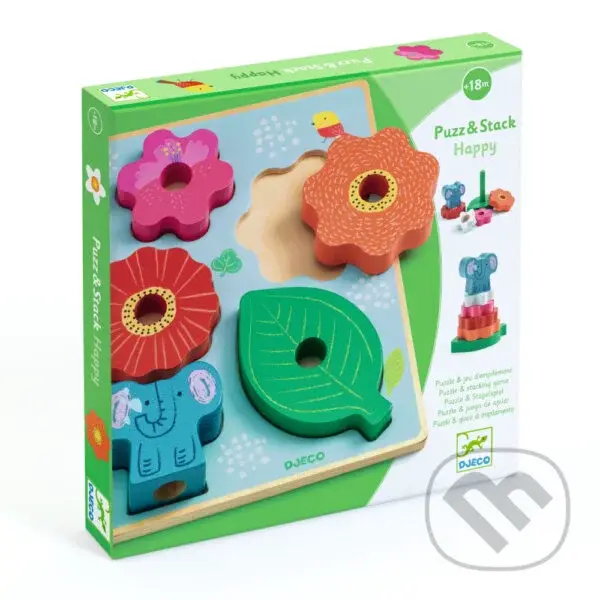 Puzz&Stack: Happy (Puzzle drevené a pyramída) - hra z kategorie Hry pre deti
