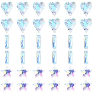 30Pcs 3 Styles Glass Pendants