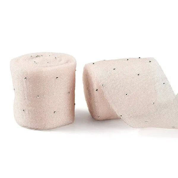 2Rolls Polyester Hot-fix Rhinestone Raw Edges Ribbon