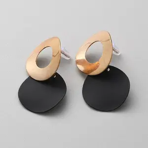 Alloy Flat Round Dangle Stud Earrings for Women