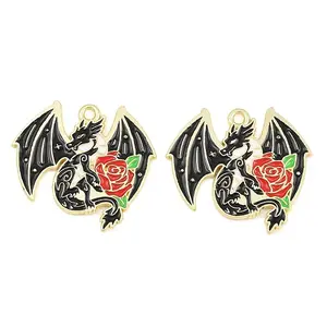 Alloy with Black Enamel Pendants