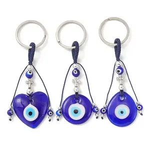 Handmade Lampwork Turkish Blue Evil Eye Pendant Keychain