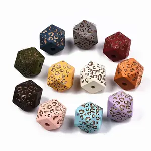 Painted Natural Wood Beads