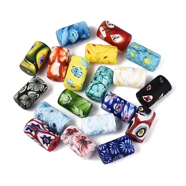 Handmade Millefiori Glass Column Beads