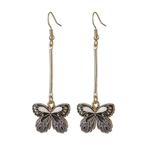 Alloy Enamel Butterfly Dangle Earrings