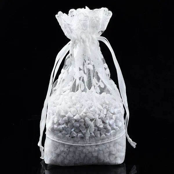 Polyester Lace & Slub Yarn Drawstring Gift Bags