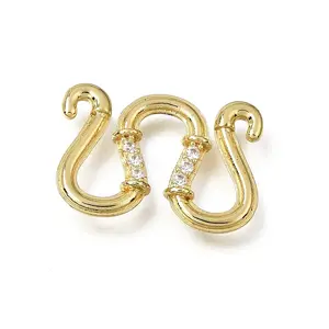 Brass Micro Pave Clear Cubic Zirconia M-Hook Clasps
