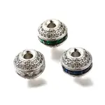 Round Brass Micro Pave Cubic Zirconia Beads