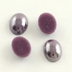 Pearlized Plated Opaque Glass Cabochons
