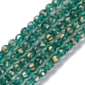 Handmade Gold Sand Lampwork Beads Strands