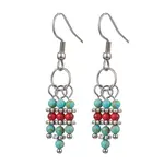 Synthetic Turquoise Beaded Tassel Dangle Earrings