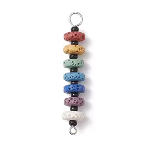 Chakra Natural Lava Rock Dyed Beaded Connector Charms