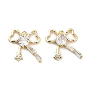 Brass Micro Pave Clear Cubic Zirconia Charms