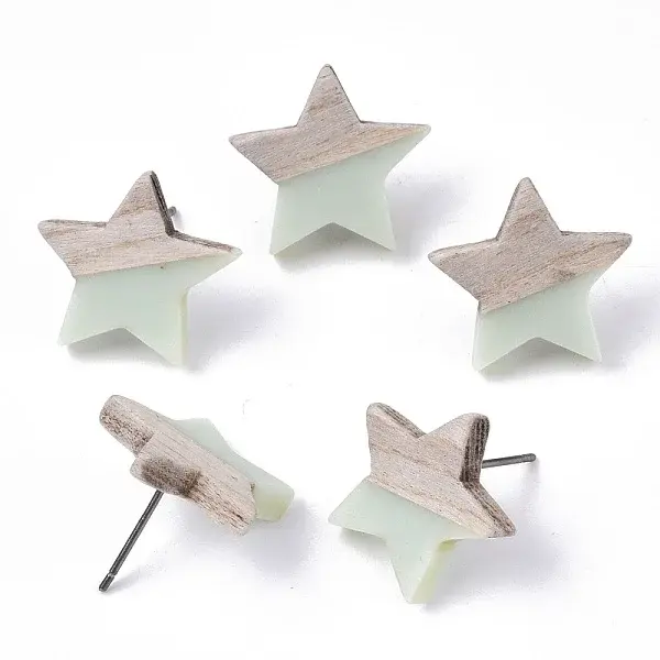 Resin & Wood Stud Earrings