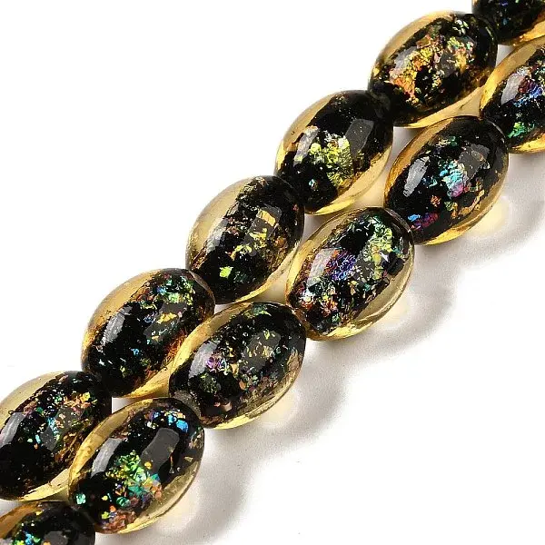Handmade Dichroic Foil Glass Beads Strands