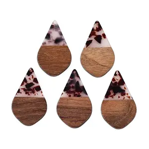 Transparent Resin and Walnut Wood Pendants