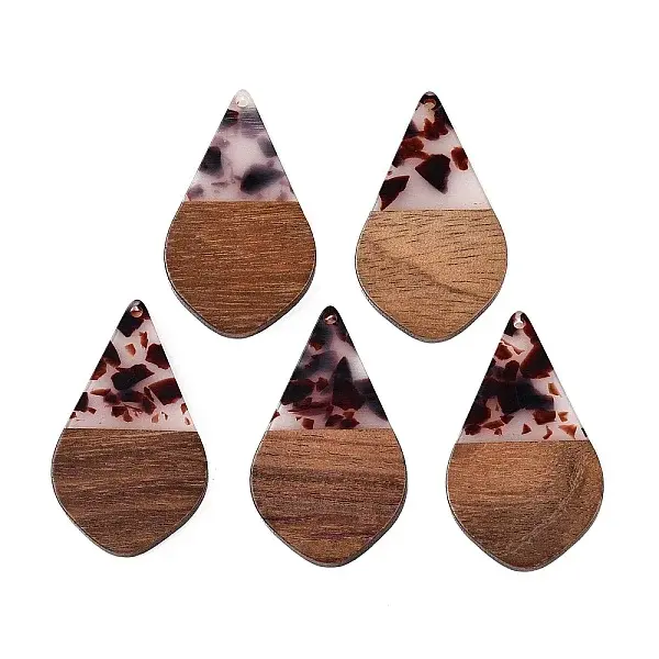 Transparent Resin and Walnut Wood Pendants