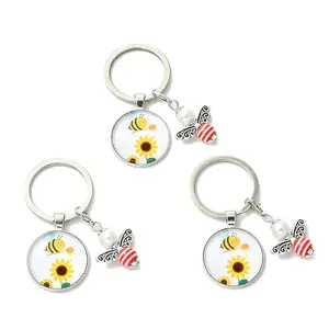 3Pcs Glass Pearl & Resin & Alloy Glass Keychains