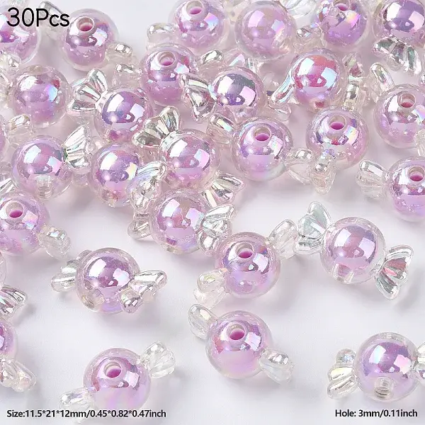 30Pcs Transparent Acrylic Beads