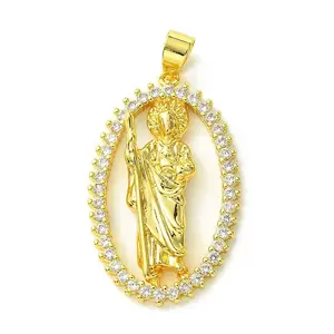 Brass Micro Pave Clear Cubic Zirconia Pendants
