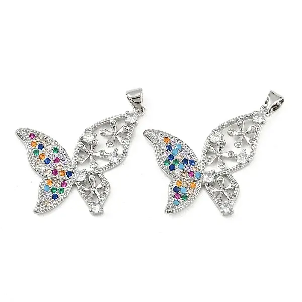 Brass Micro Pave Cubic Zirconia Pendants