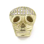 Brass Micro Pave Clear Cubic Zirconia Beads