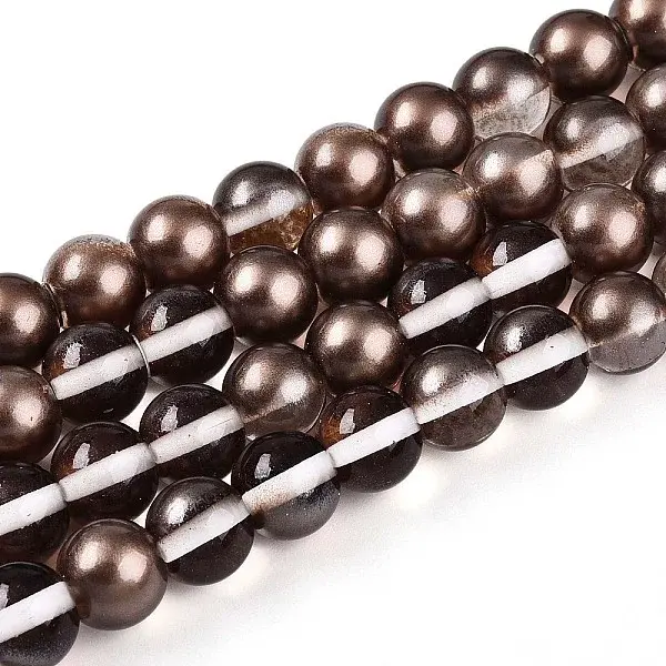 Baking Paint Transparent Glass Beads Strands