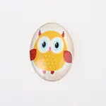 Cartoon Owl Printed Glass Oval Cabochons