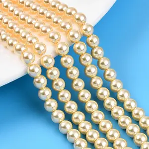 Baking Paint Pearlized Glass Pearl Bead Strands