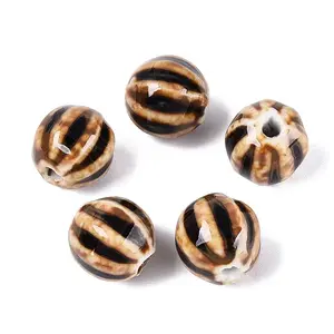 Vintage Porcelain Corrugated Beads