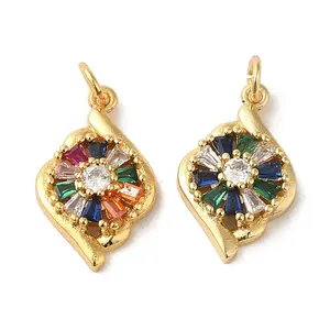 Brass Micro Pave Colorful Cubic Zirconia Pendants