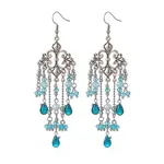 Glass Teardrop Tassel Chandelier Earrings