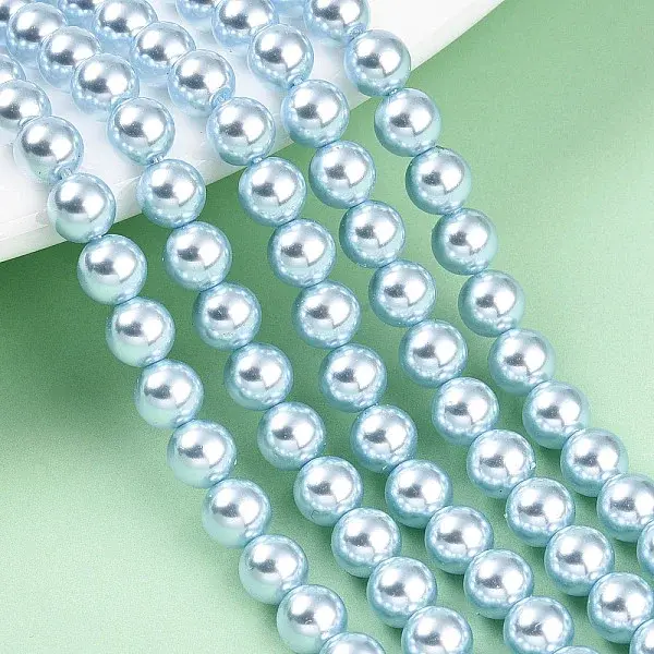 Baking Paint Pearlized Glass Pearl Bead Strands