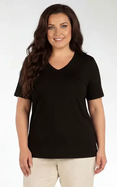 Dámské triko pro plnoštíhlé plus size 5g181 černá litex 3xl