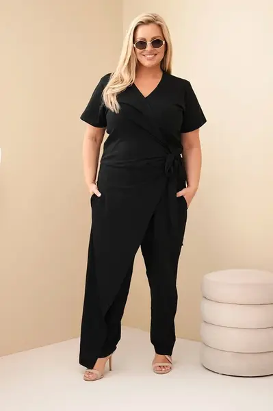 Kesi Dámský plus size overal s vázáním