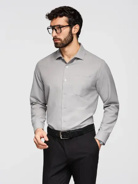 Pánská košile Ombre REGULAR FIT s kapsou - šedá