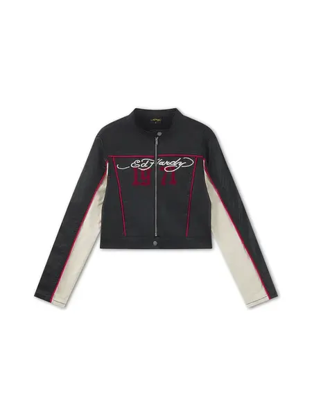 Ed Hardy Prechodná bunda 'Climbing Rose'  tmavočervená / čierna / biela