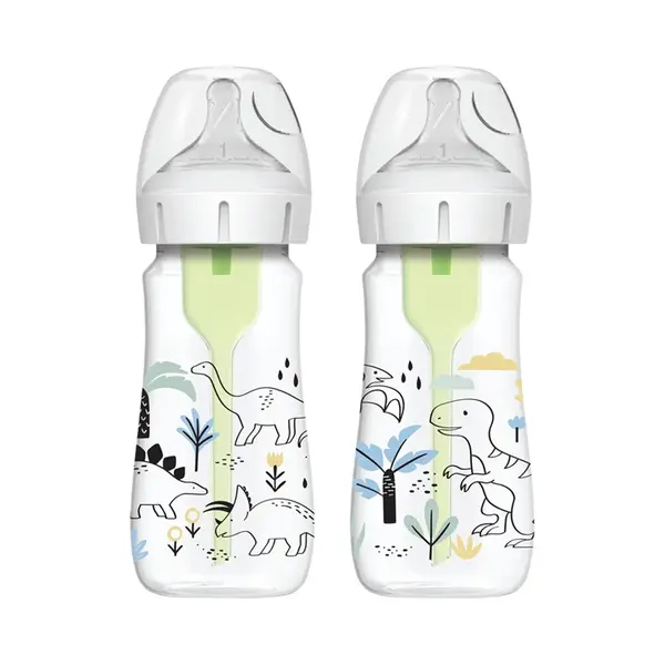 Dojčenská fľaša Dino options+ Wide Neck 270 ml Anti-colic – 2 ks (WB92026)