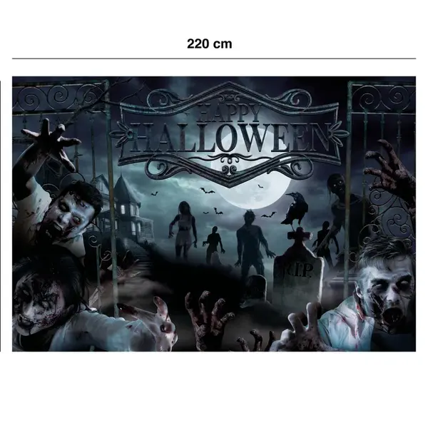 Foto pozadie Happy Halloween Cintorín 220x150cm
