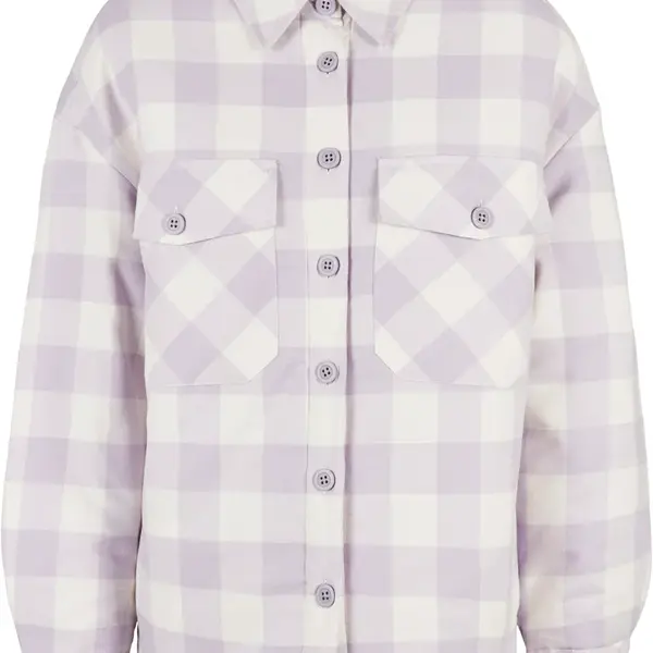 Women's flannel padded overshirt whitesand/softlilac