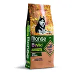 MONGE BWild Grain Free Adult 12kg bezobilninové kompletné krmivo pre dospelých psov všetkých plemien s lososom a hráškom