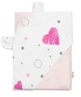Zavinovacia deka s kapucňou, bavlna + jersey, I love Girl, ružová