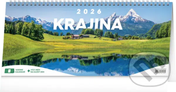 NOTIQUE Stolní kalendář Krajina 2026 (řádky, 2-týdenní)