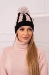 Kesi Dámská čepice s bambulí Rozalia K323 béžová+černá